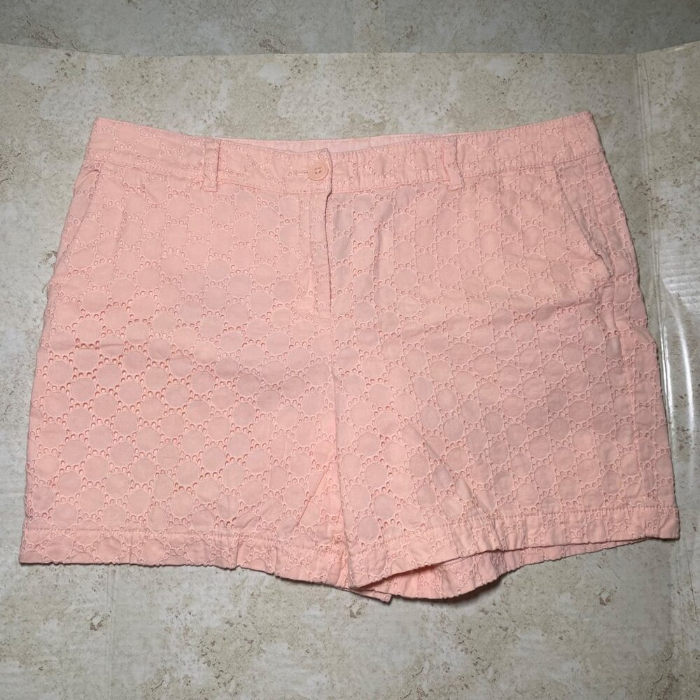 Ann Taylor Loft Womens Eyelet Lace Shorts‎ Size 12 Peach Summer Casual Holiday